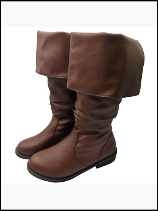Medieval Pirate Boots Pull On Mid Calf Costume Boot Gothic Cosplay Shoes Adults main image 7